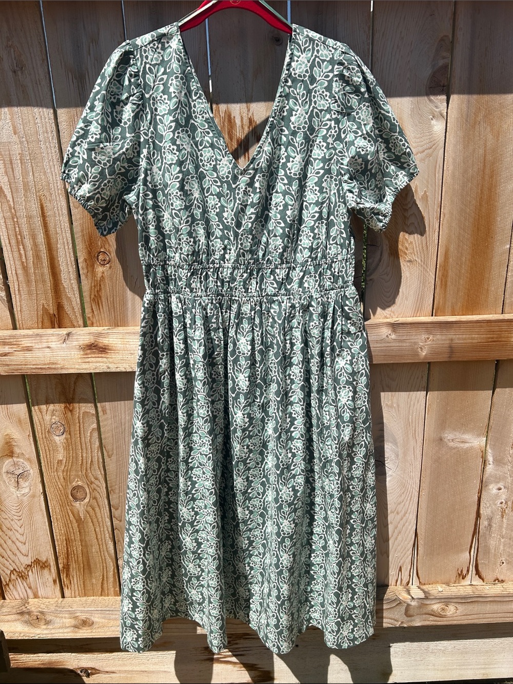 J.Crew Factory Smocked Waist Poplin Midi Dress